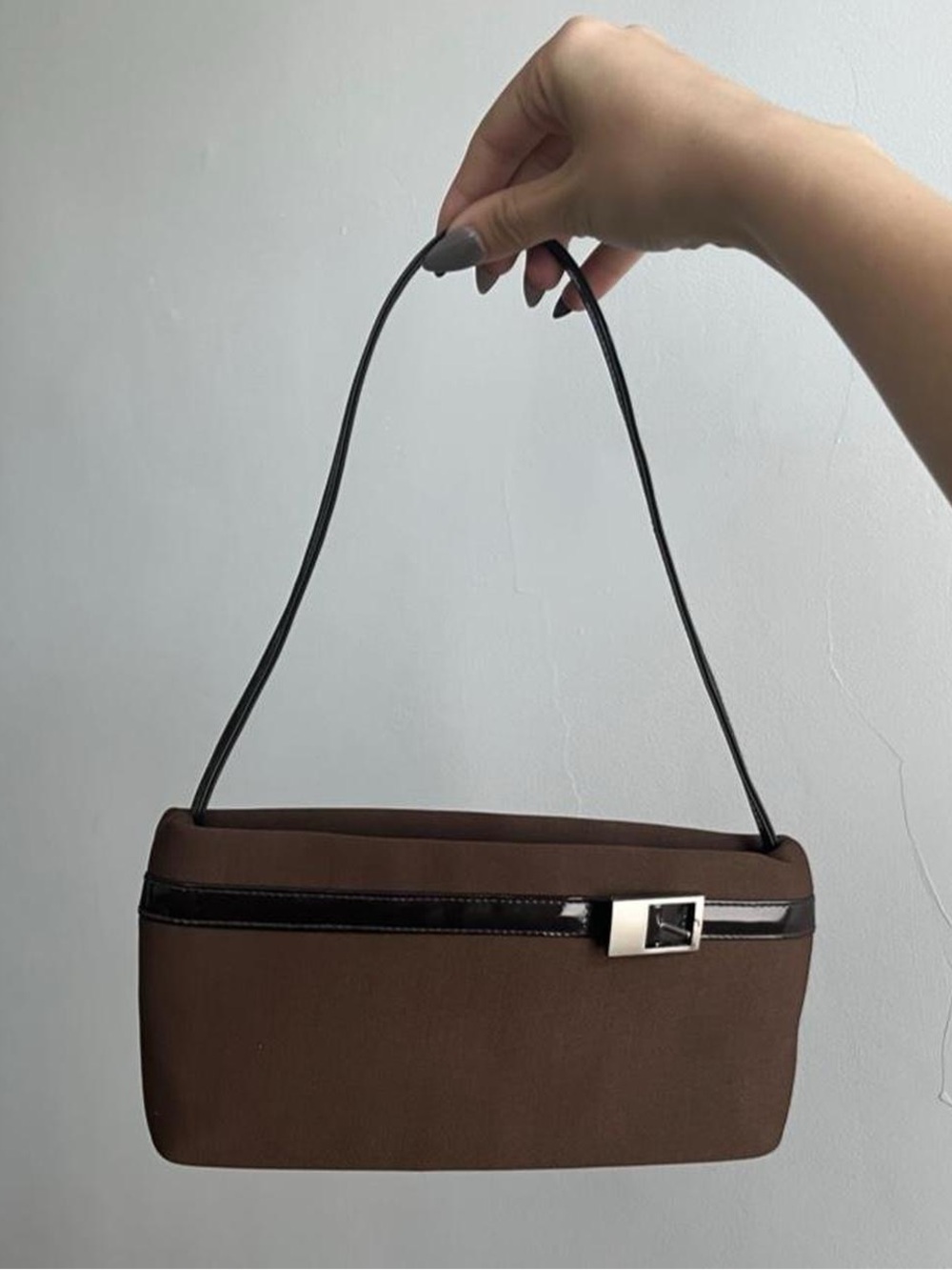 Sleek Minimalist Brown Small Baguette Bag